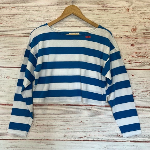 Suzie Kondi Psaras Striped Tee in Blue and White Stripe Sz S - Picture 4 of 10